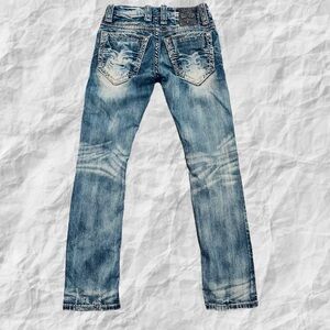 Rock Revival Oyler Slim Straight Size 28X31 Stretch Distressed Fading